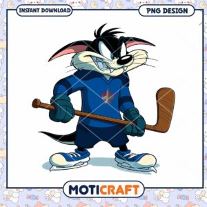 Cartoon Hockey Character PNG Design Instant Download