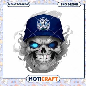 Tampa Bay Lightning Skull Cap Design PNG Downloadable Art