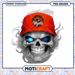 Philadelphia Flyers Skull Hat PNG Design Downloadable Art