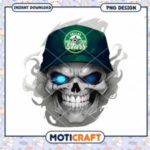 Dallas Stars Skull Graphic PNG Design Instant Download