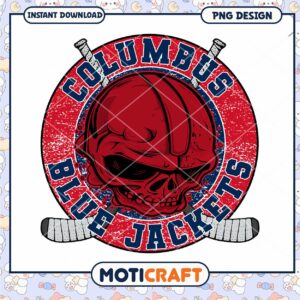 Columbus Blue Jackets Skull Hockey PNG Design Download