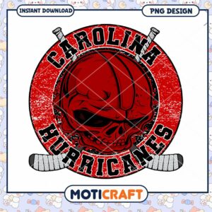 Carolina Hurricanes Skull Hockey Design PNG Download