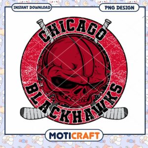 Chicago Blackhawks Skull PNG Design for Sports Fans