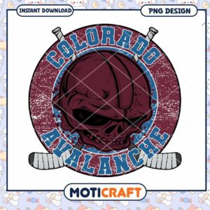 Colorado Avalanche Skull Logo PNG Instant Download Design