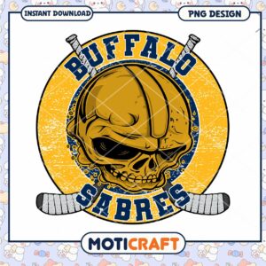 Buffalo Sabres Skull Hockey PNG Digital Download Design