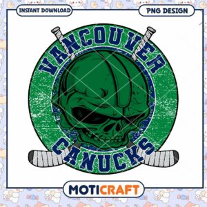 Vancouver Canucks Skull PNG Hockey Design Instant Download
