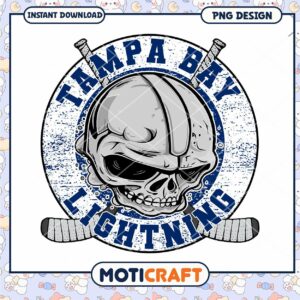 Tampa Bay Lightning Skull Hockey Design PNG Download