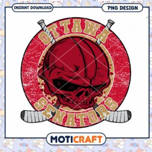 Ottawa Senators Skull Hockey PNG Instant Download Design