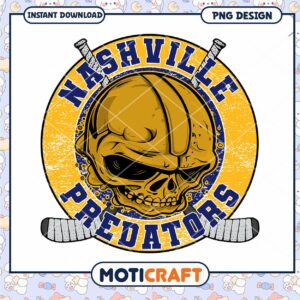 Nashville Predators Skull Hockey PNG Design for Fans