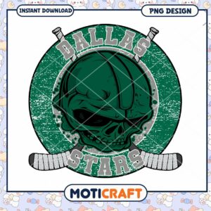 Dallas Stars Skull Hockey PNG Design for Fans Download