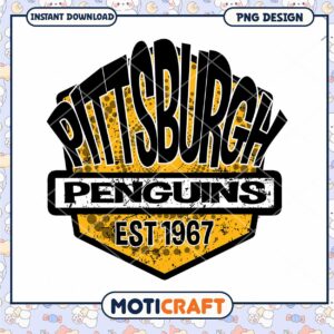 Pittsburgh Penguins Vintage Logo PNG Instant Download Design