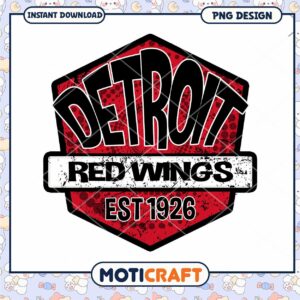 Detroit Red Wings Vintage Logo PNG Instant Download Design