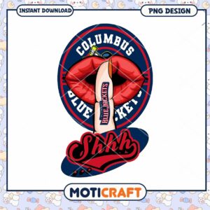 Columbus Blue Jackets Shhh Lip Design PNG Downloadable Art