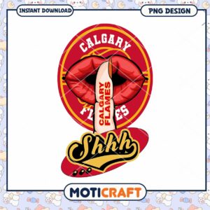 Calgary Flames Shhh Lips PNG Downloadable Graphic Design