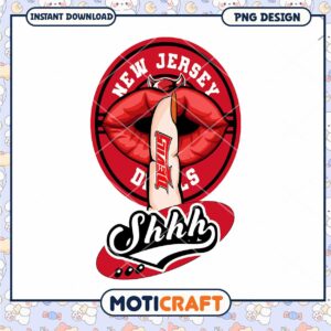 New Jersey Devils Shhh Lip Graphic PNG Downloadable Design
