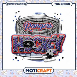 Rangers Hockey Art Design PNG Instant Download Print