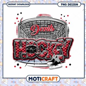 Devils Hockey PNG Design for Instant Download Art