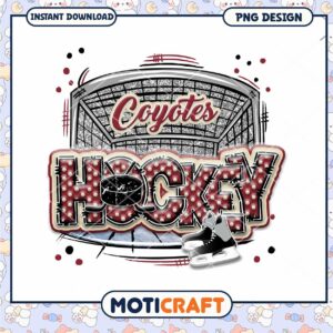 Coyote Hockey Graphic PNG for Instant Download Design