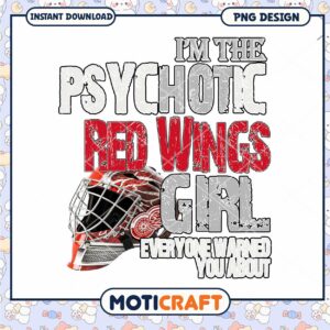 Psycho Red Wings Girl Ice Hockey PNG Design Download