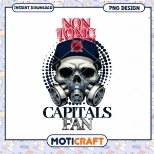 Non Toxic Capitals Fan Skull PNG Design Instant Download