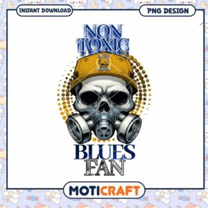 Non Toxic Blues Fan Skull Design PNG Instant Download