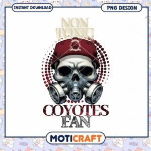 Non Toxic Coyotes Fan Skull PNG Design Instant Download