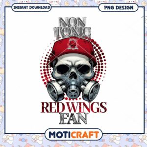 Non Toxic Red Wings Fan Skull PNG Graphic Download