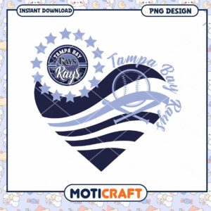 Tampa Bay Rays Heart Baseball PNG Design Downloadable Art