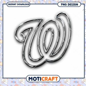 Silver W Letter PNG Design