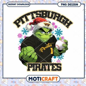 Pittsburgh Pirates Grinch Christmas PNG Design Download