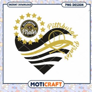 Pittsburgh Pirates Heart Design Instant Download PNG Art
