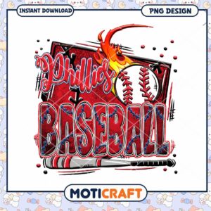 Phillies Baseball PNG Design for Instant Download Art