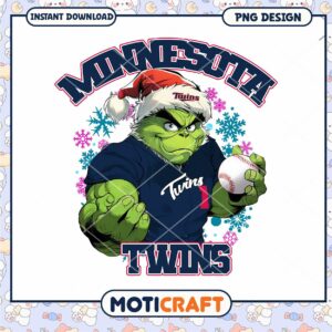 Minnesota Twins Christmas Grinch Baseball PNG Design