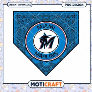 Miami Marlins Bandana Design PNG Instant Download File
