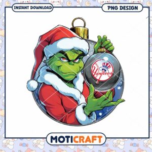 Grinch Yankees Christmas Ornament PNG