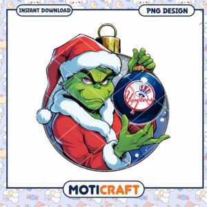 Grinch Santa Yankees Ornament PNG Download Design