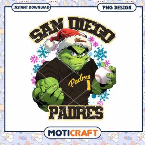 Grinch Padres Christmas PNG