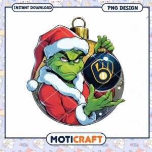 Grinch Christmas Ornament PNG Downloadable Design Art