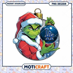 Grinch Christmas Ornament Los Angeles Dodgers PNG Design