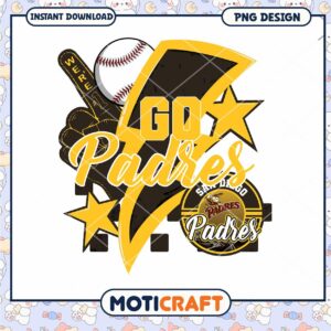 Go Padres Baseball PNG Design