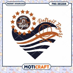 Detroit Tigers Heart Design PNG Instant Download Art