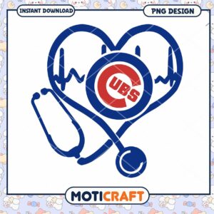 Cubs Heartbeat Stethoscope PNG Design Downloadable Art