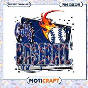 Cubs Baseball PNG Design Instant Download for Fans