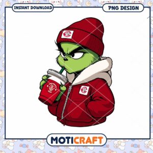 Cool Grinch Drinking Coffee PNG Instant Download Design