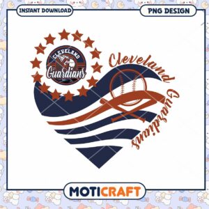 Cleveland Guardians Heart Baseball PNG Design Download