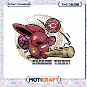 Cincinnati Reds Bunny Smash That Baseball PNG Design