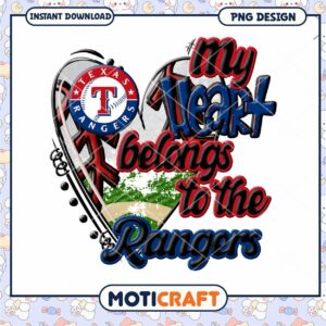 Texas Rangers Heart PNG Design