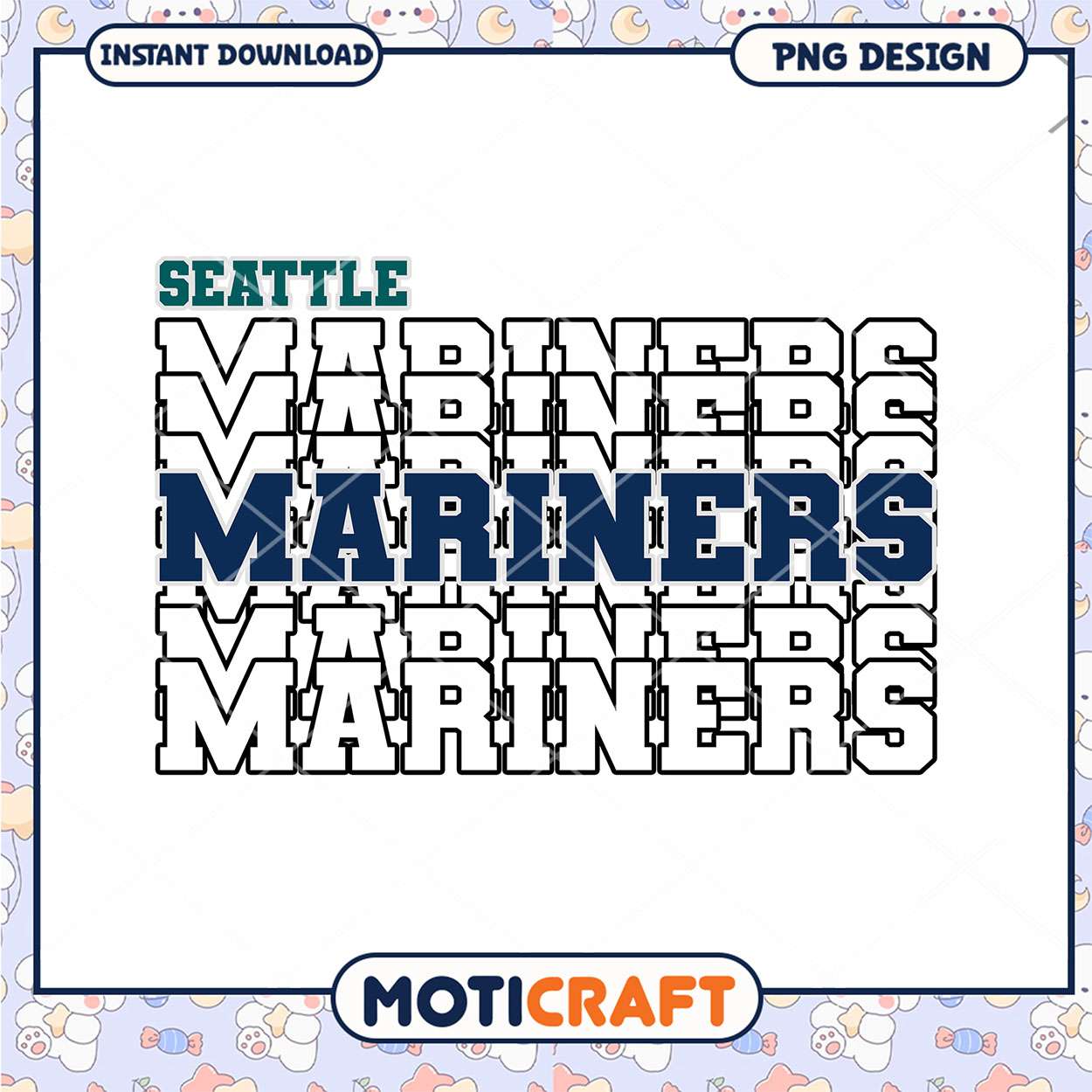Seattle Mariners PNG Design for Instant Download Art Seattle Mariners PNG Design for Instant Download Art
