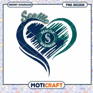 Seattle Mariners Heart Design PNG Instant Download Art