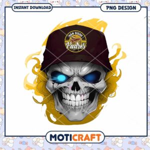 San Diego Padres Skull Design PNG Instant Download Art